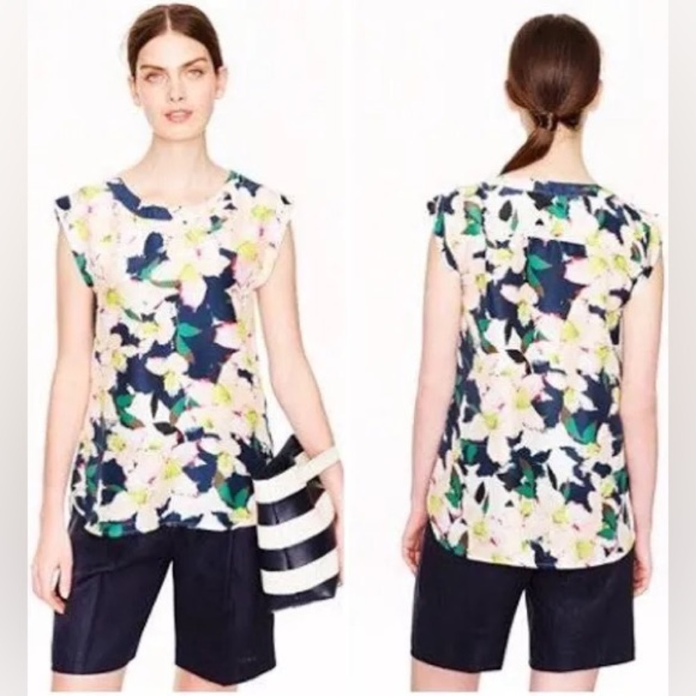 J. Crew 100% Silk Floral Top